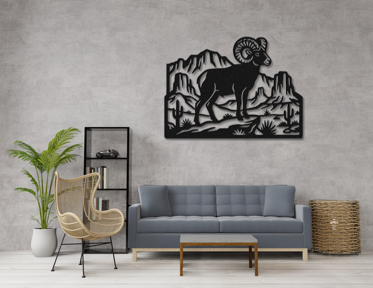 Bighorn Sheep Metal Wall Art: Southwestern Silhouette, Weatherproof Steel | Rustic Ranch Decor, Indoor Outdoor | Bold Organic Design