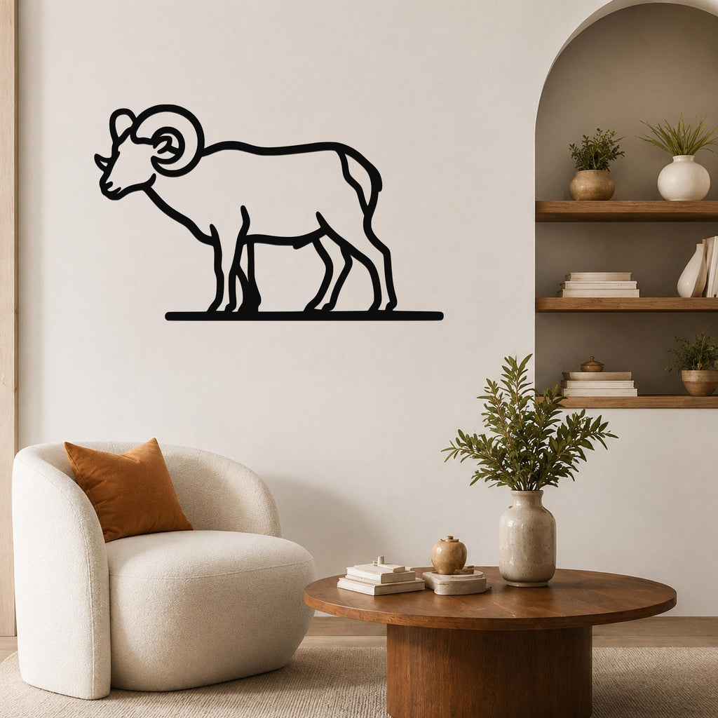 Bighorn Sheep Metal Wall Art - Southwestern Wildlife Sculpture, Bold Organic Design, Weatherproof Steel, Indoor Outdoor Display