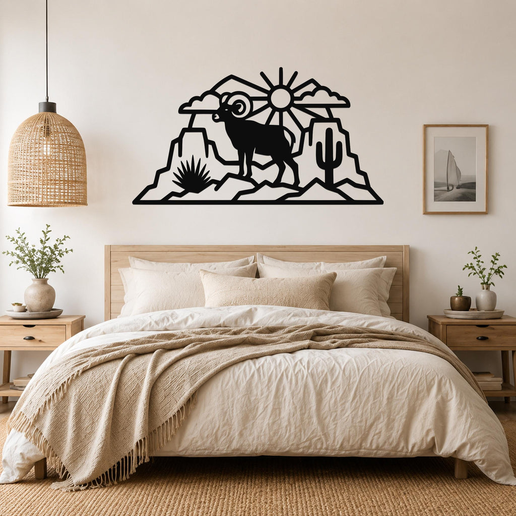 Bighorn Sheep Metal Wall Art: Western Rustic Wildlife Decor, Weatherproof Steel (Durable 16 Gauge, Indoor Outdoor)