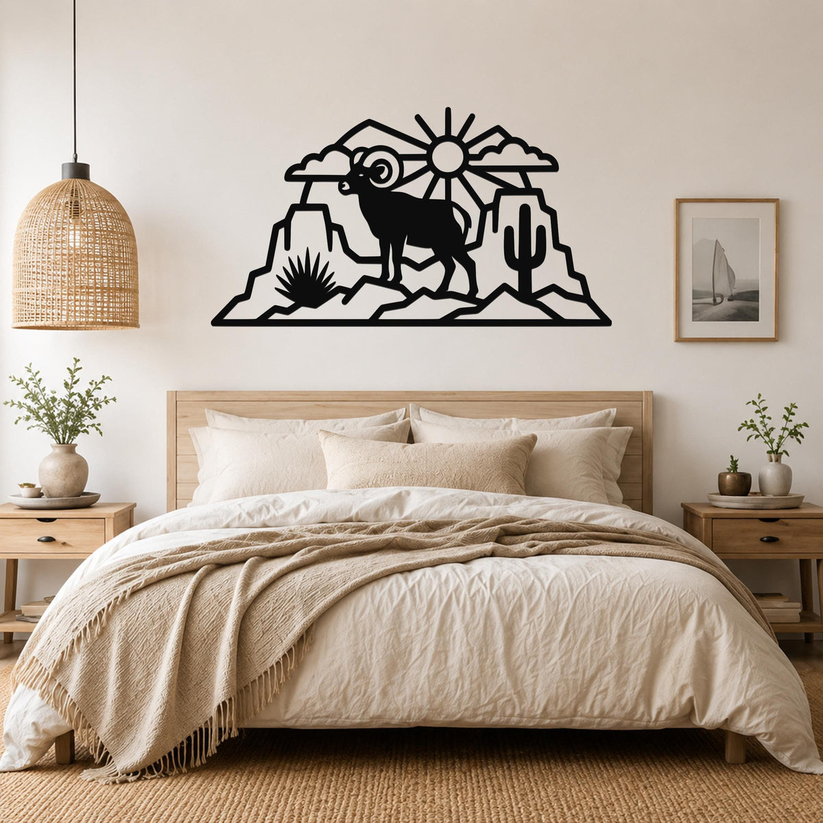 Bighorn Sheep Metal Wall Art: Western Rustic Wildlife Decor, Weatherproof Steel (Durable 16 Gauge, Indoor Outdoor)