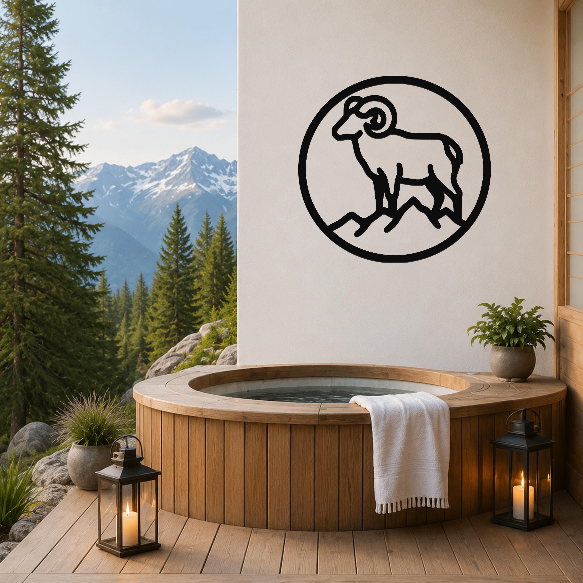 Bighorn Sheep Metal Wall Art: Southwestern Wildlife Sculpture, Weatherproof Steel (Indoor Outdoor, Rustic Cabin Accent)