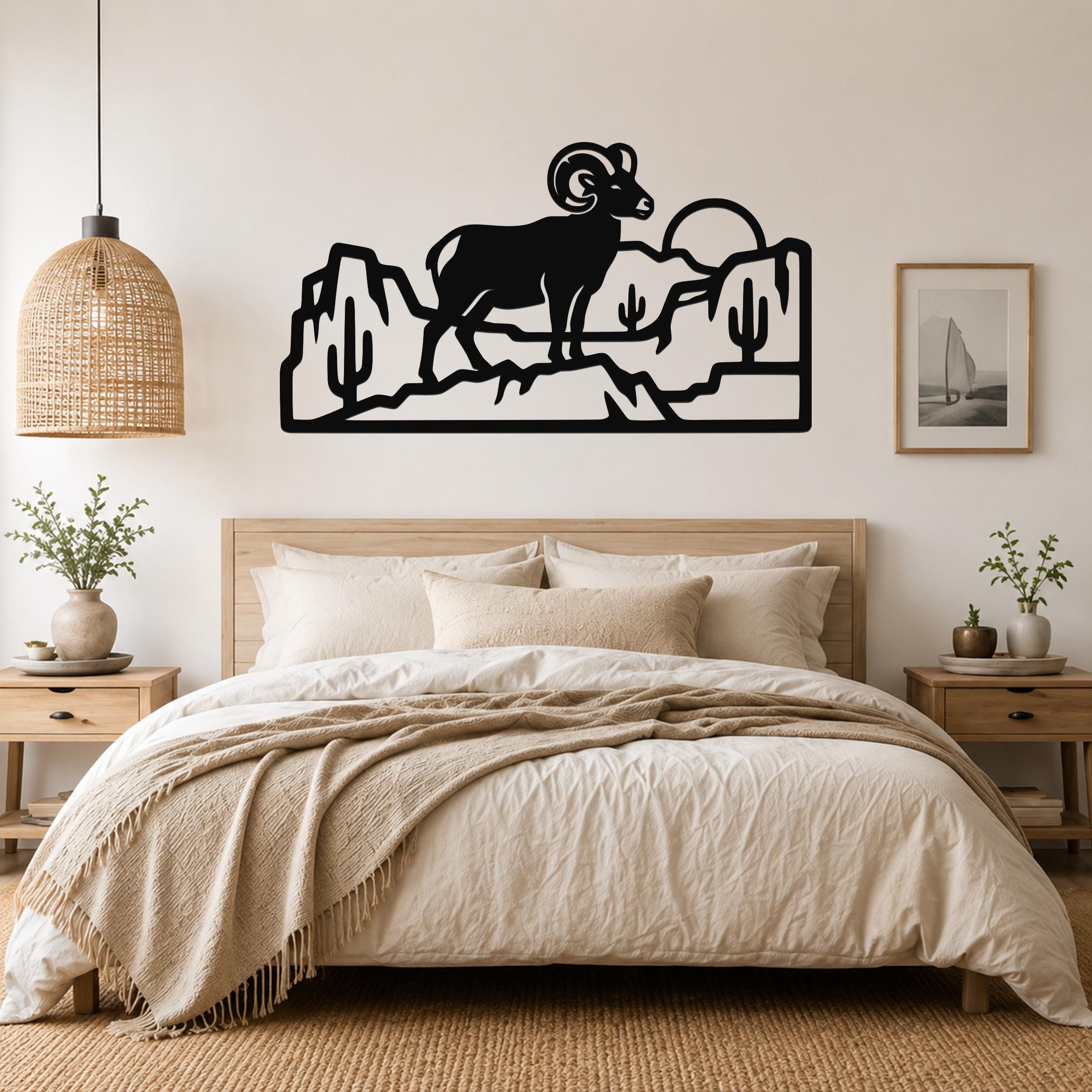 Bighorn Sheep Metal Wall Art: Curled Horn Sculpture, Rustic Mountain Wildlife | Weatherproof Steel, Indoor Outdoor, Cabin Decor