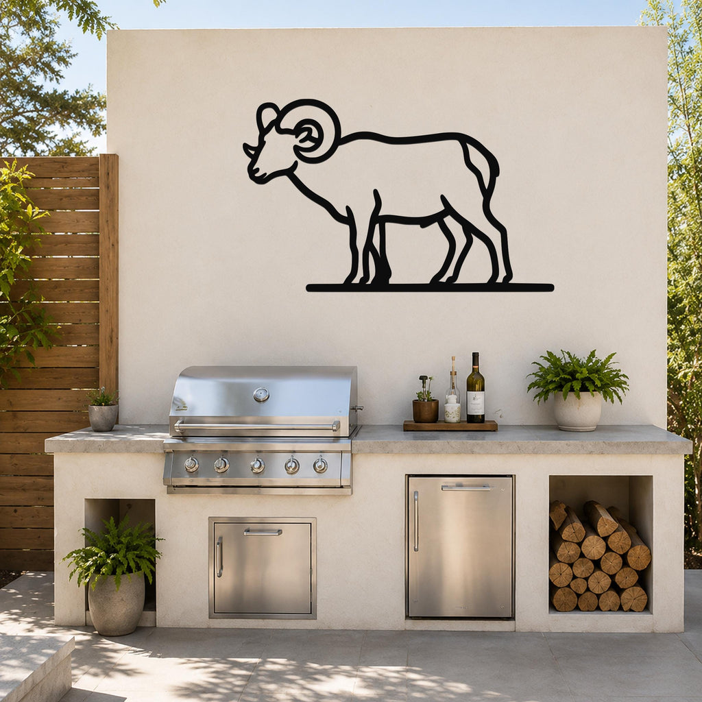 Bighorn Sheep Metal Wall Art - Southwestern Wildlife Sculpture, Bold Organic Design, Weatherproof Steel, Indoor Outdoor Display