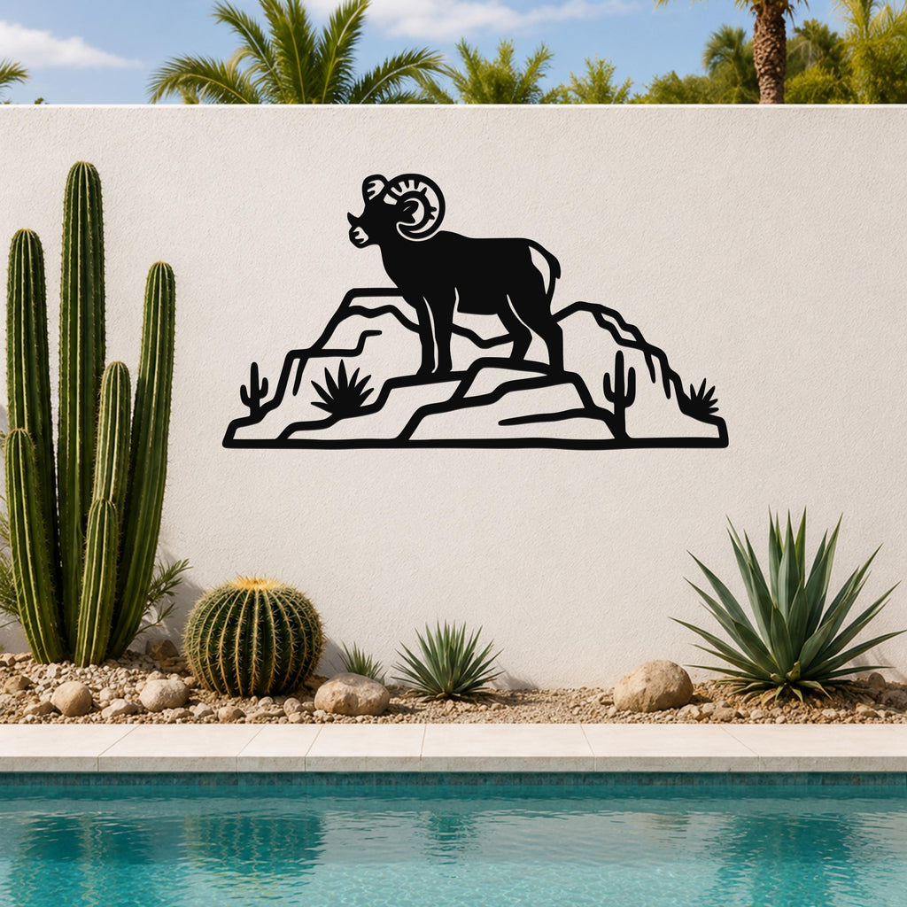 Bighorn Sheep Wall Art: Rustic Copper Silhouette - Weatherproof Metal, Indoor Outdoor, Western Wildlife Decor