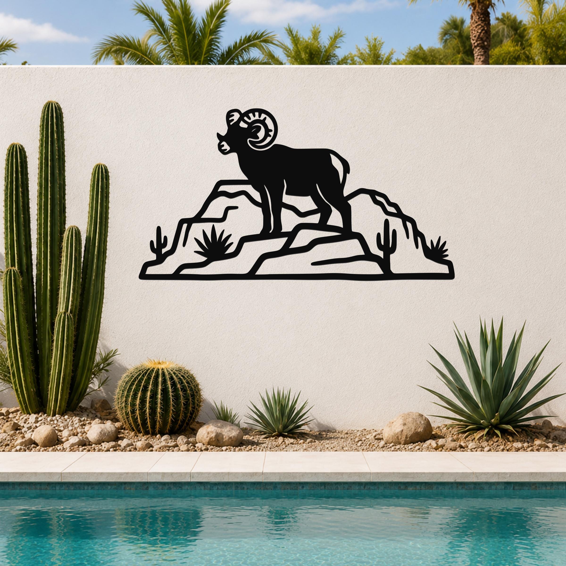 Bighorn Sheep Wall Art: Rustic Copper Silhouette - Weatherproof Metal, Indoor Outdoor, Western Wildlife Decor
