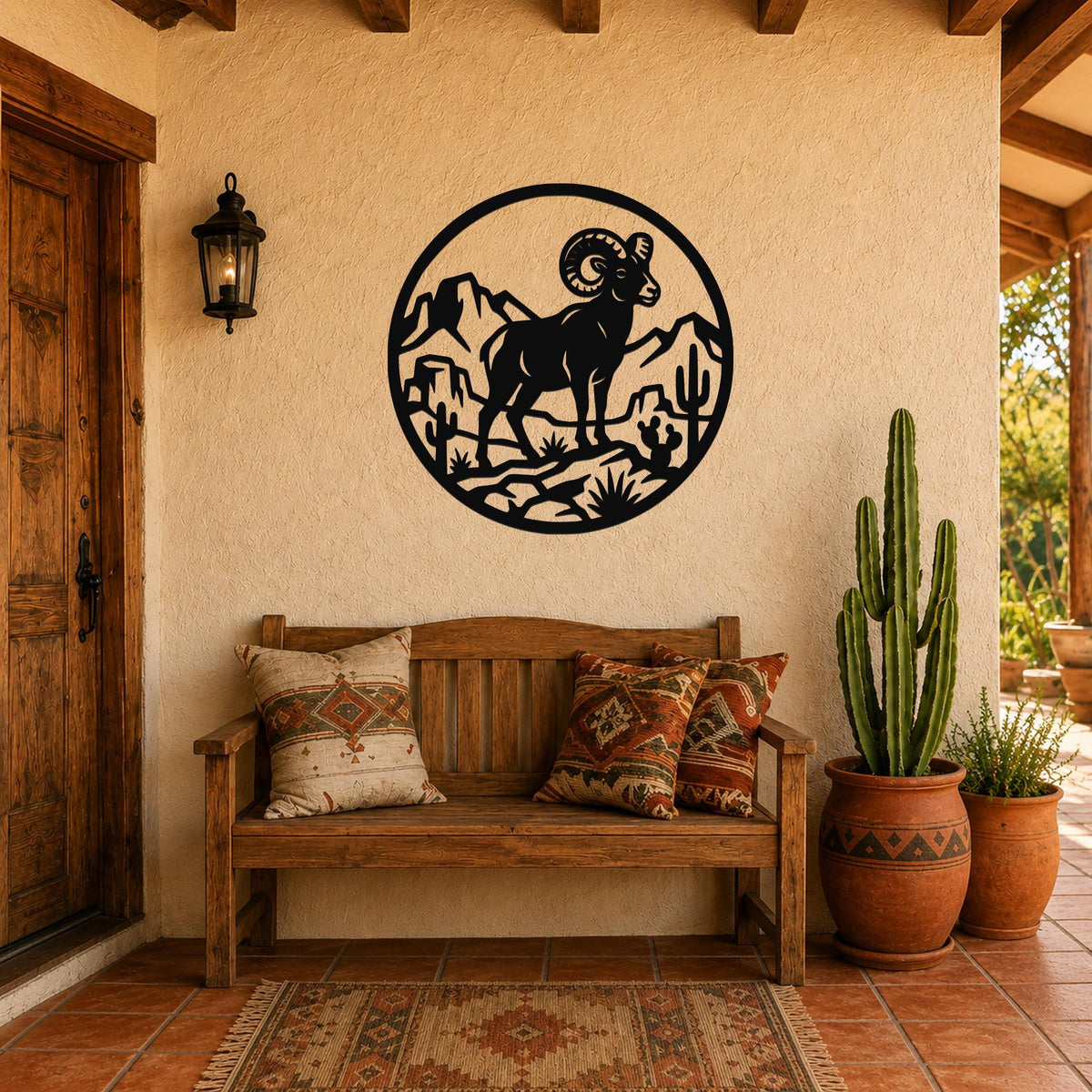 Bighorn Sheep Metal Wall Art: Desert Mountain Silhouette, Rugged Western Wildlife | Weatherproof Steel, Indoor Outdoor | Bold Organic Design