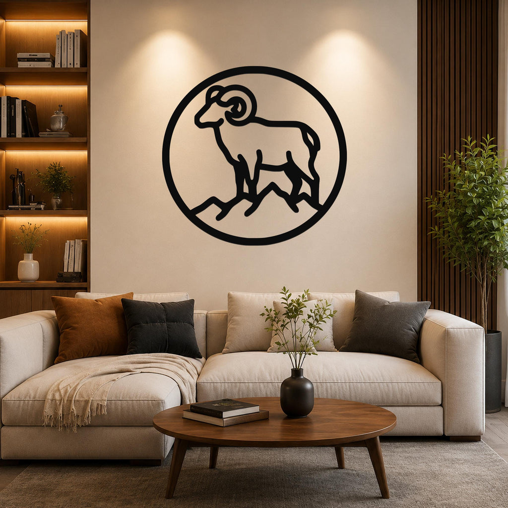 Bighorn Sheep Metal Wall Art: Southwestern Wildlife Sculpture, Weatherproof Steel (Indoor Outdoor, Rustic Cabin Accent)