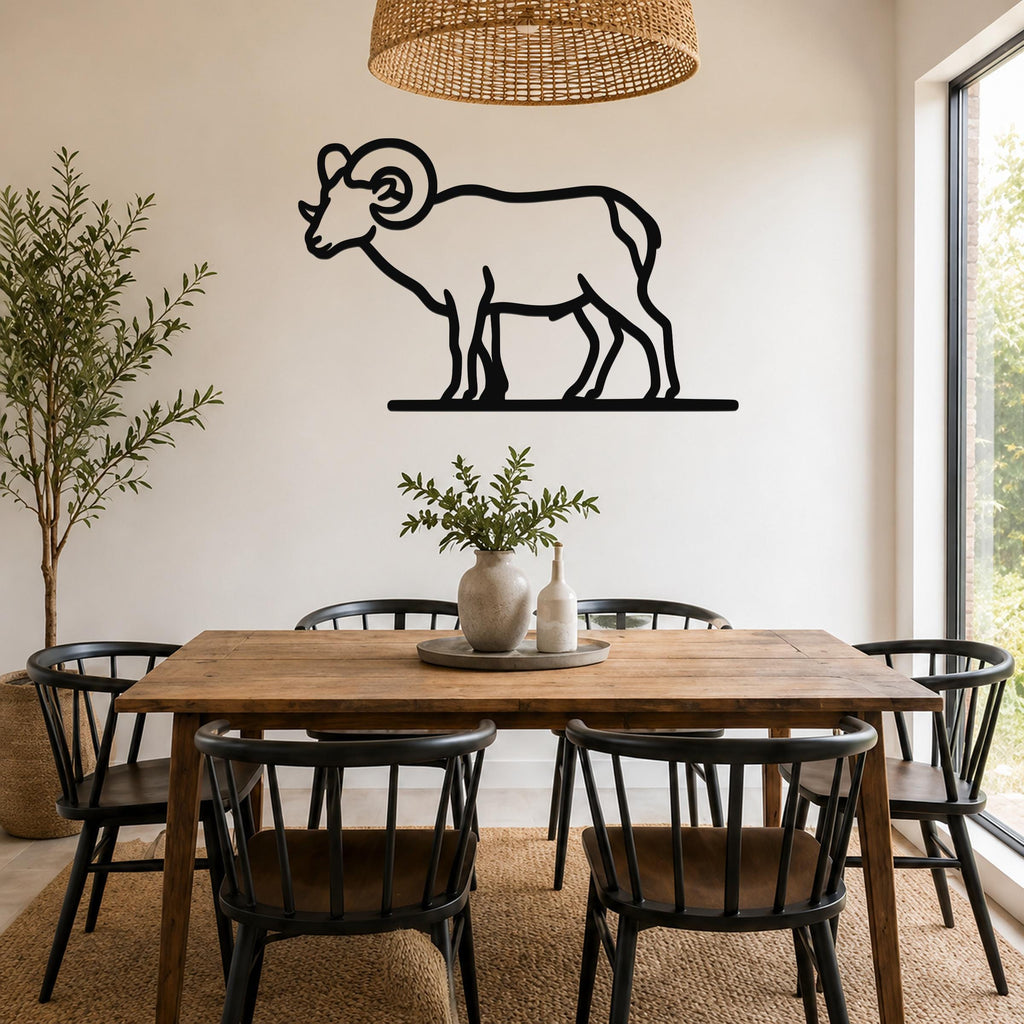 Bighorn Sheep Metal Wall Art - Southwestern Wildlife Sculpture, Bold Organic Design, Weatherproof Steel, Indoor Outdoor Display