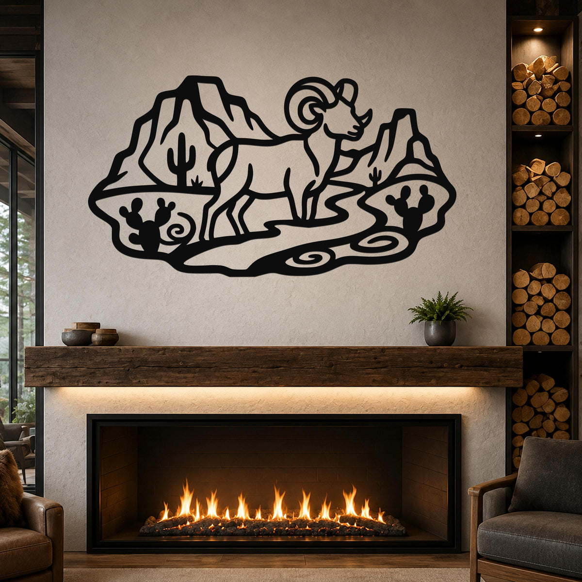 Bighorn Sheep Metal Wall Art: Western Wildlife Sculpture, Rustic Mountain Accent | Weatherproof Steel, Indoor Outdoor | Bold Organic Design