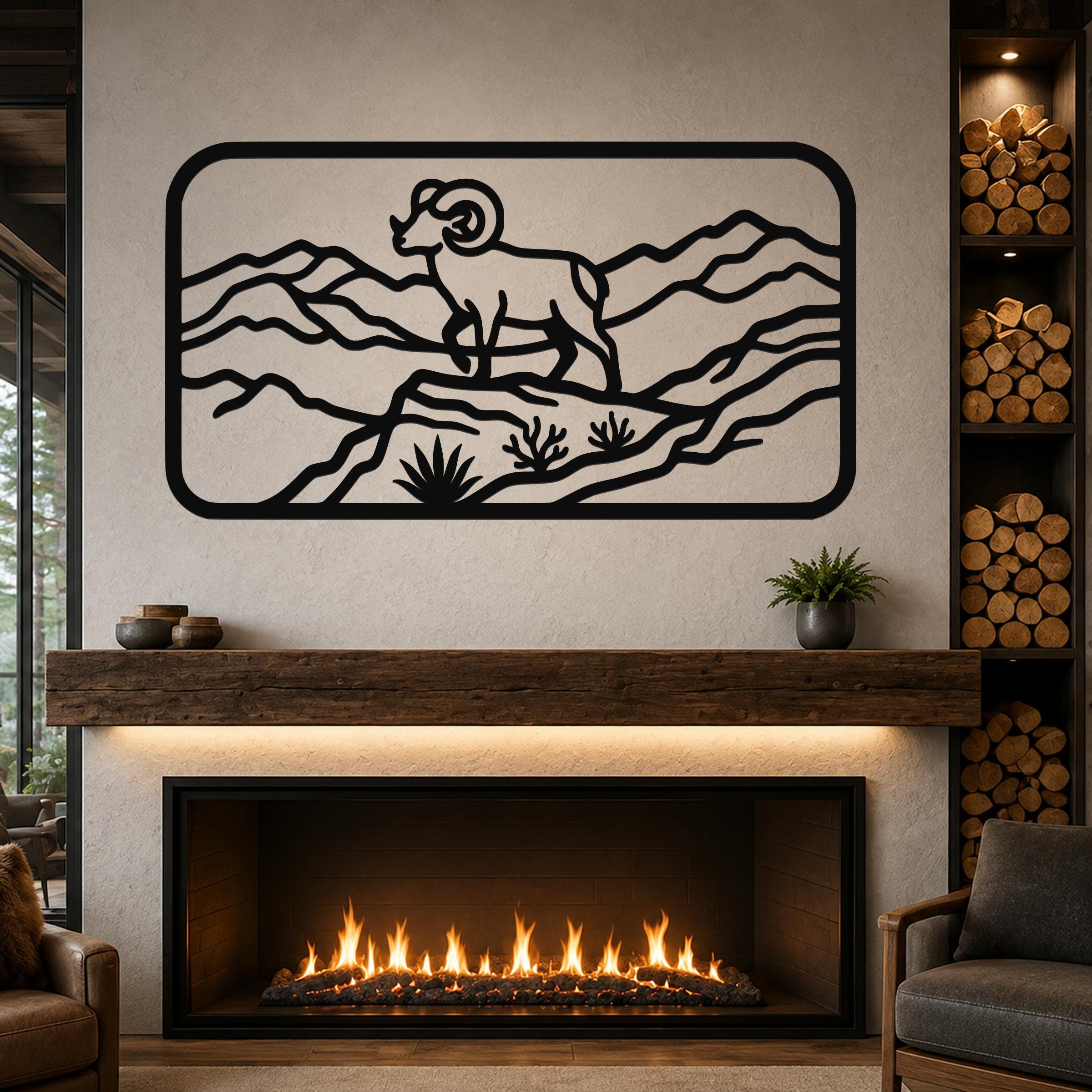 Bighorn Sheep Metal Bold Organic Design: Weatherproof Steel Wall Art, Indoor Outdoor | Mountain Wildlife Decor, Sculptural | Rustic Western
