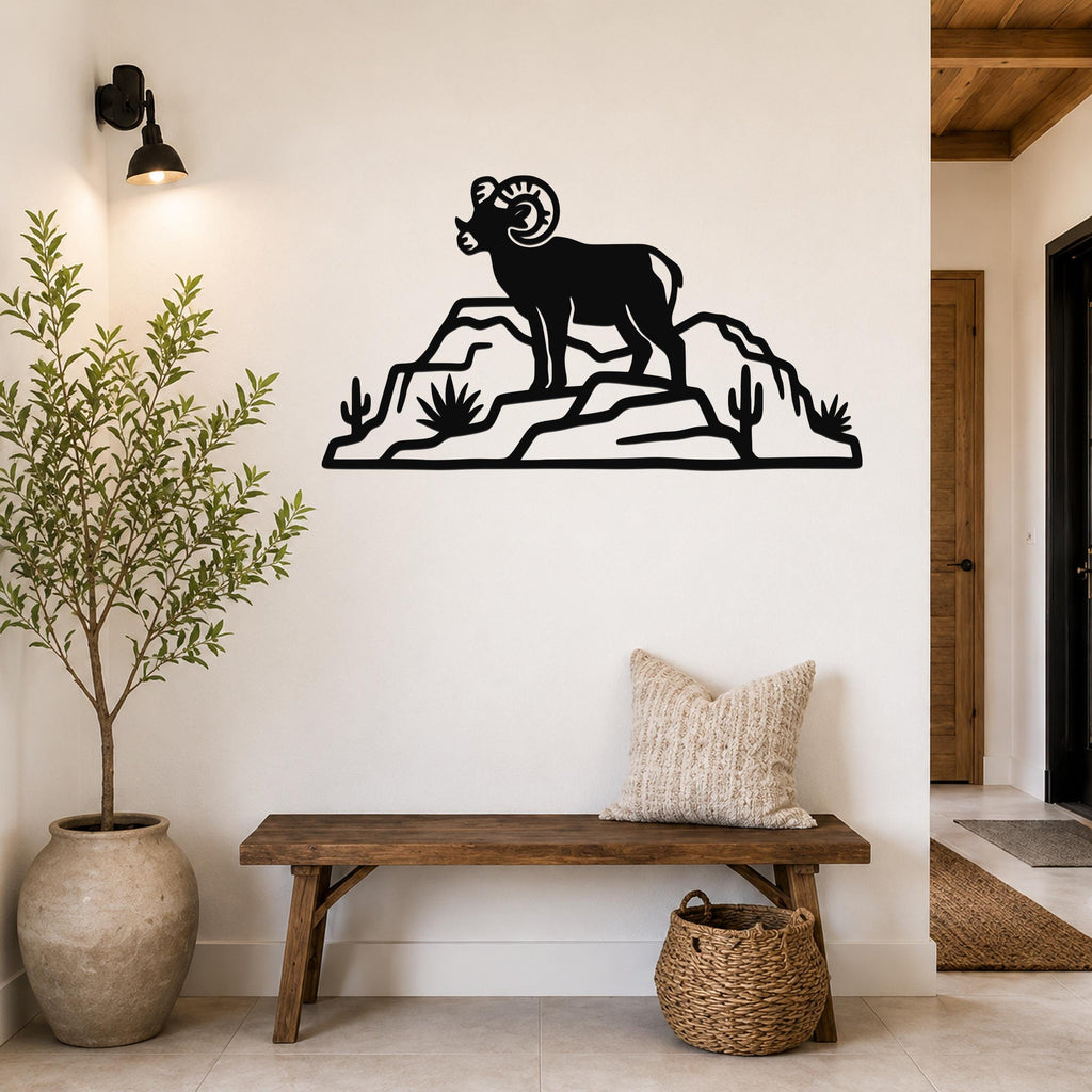 Bighorn Sheep Wall Art: Rustic Copper Silhouette - Weatherproof Metal, Indoor Outdoor, Western Wildlife Decor