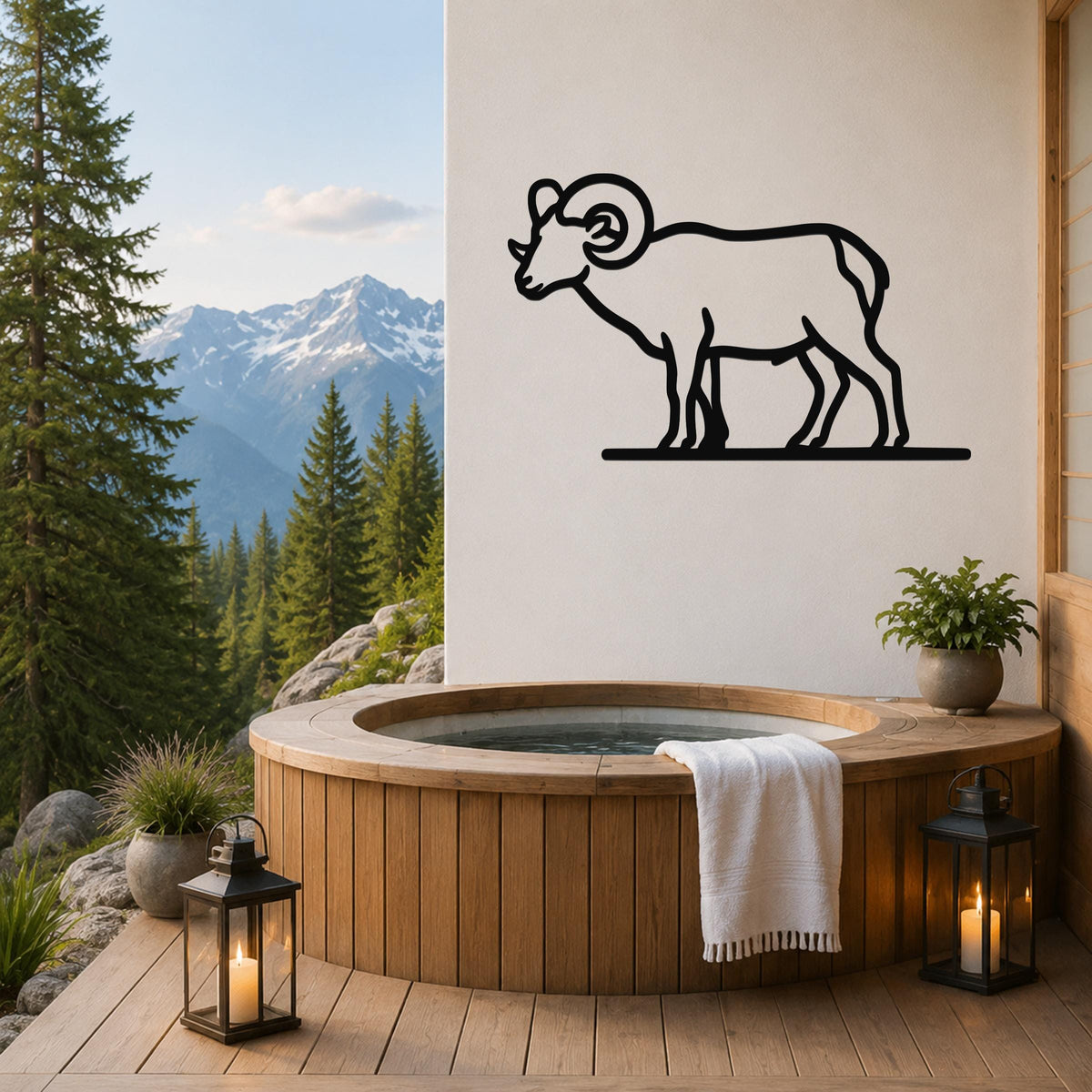 Bighorn Sheep Metal Wall Art - Southwestern Wildlife Sculpture, Bold Organic Design, Weatherproof Steel, Indoor Outdoor Display