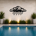 Rain Cloud Metal Wall Art - Boho Style Decor, Lightweight Steel - Indoor Outdoor Use, Weatherproof Finish, Dreamy Ambiance