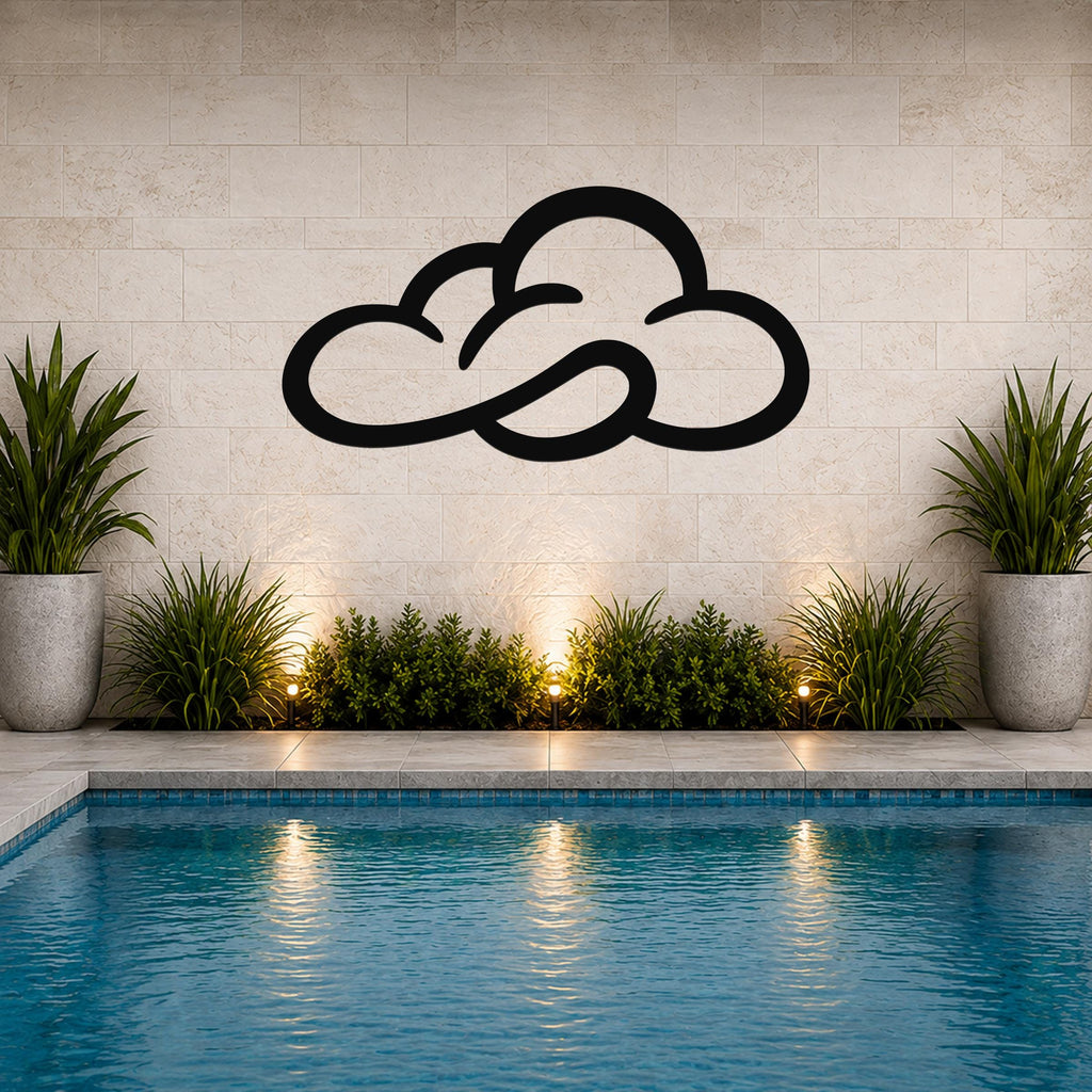 Cloud Metal Wall Art: Minimalist Open Sky Silhouette - Lightweight Metal, Indoor Outdoor, Weatherproof Wall Hanging