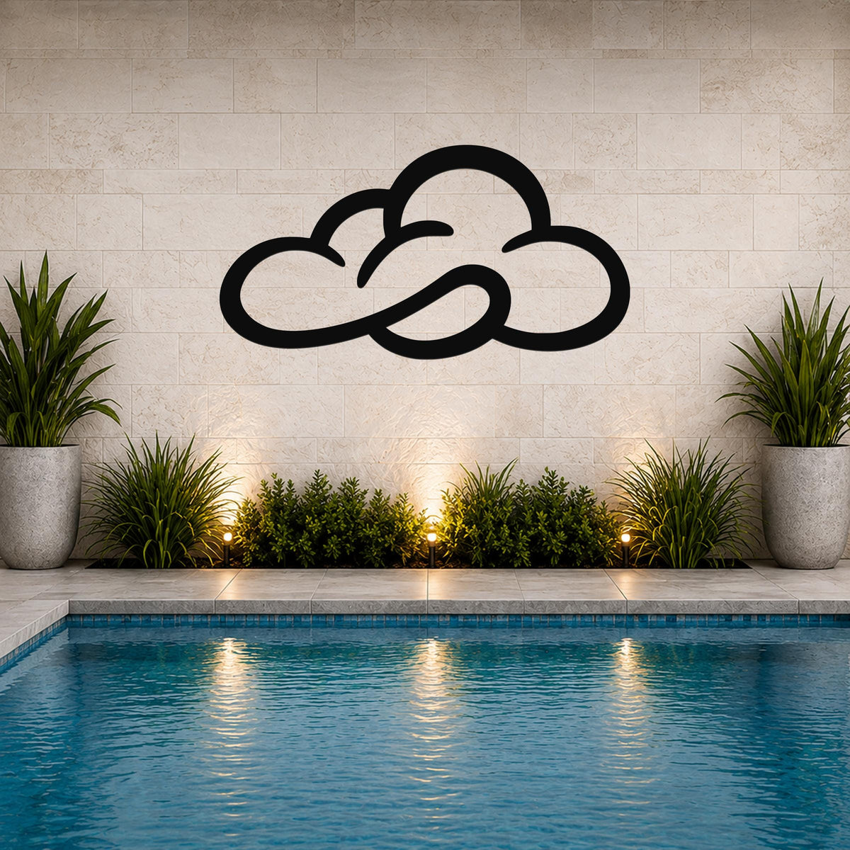 Cloud Metal Wall Art: Minimalist Open Sky Silhouette - Lightweight Metal, Indoor Outdoor, Weatherproof Wall Hanging
