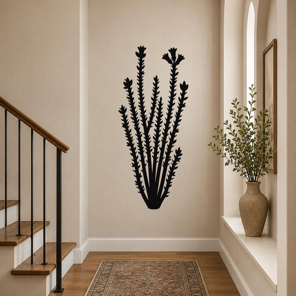 Ocotillo Metal Wall Art Southwestern Botanical Sculpture, Red Flowers (Weatherproof Steel, Indoor Outdoor, Rustic Modern Decor)