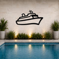 Cruise Ship Metal Wall Art: Coastal Minimalist Design, Weatherproof Steel (Powder-Coated Finish, Indoor Outdoor Use)