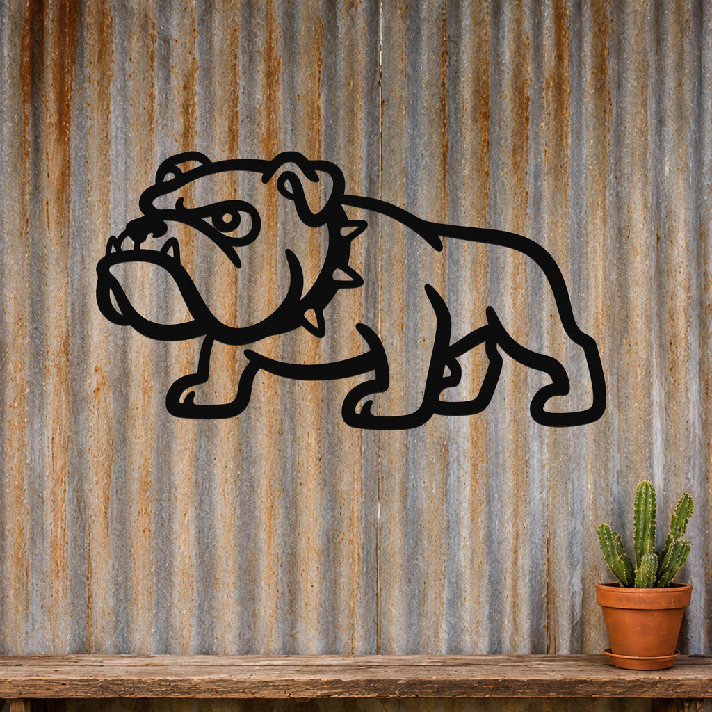 Loyal Bulldog Decor Metal Wall Sculpture, Bold Silhouette (Powder-Coated Steel, Weatherproof Indoor Outdoor)