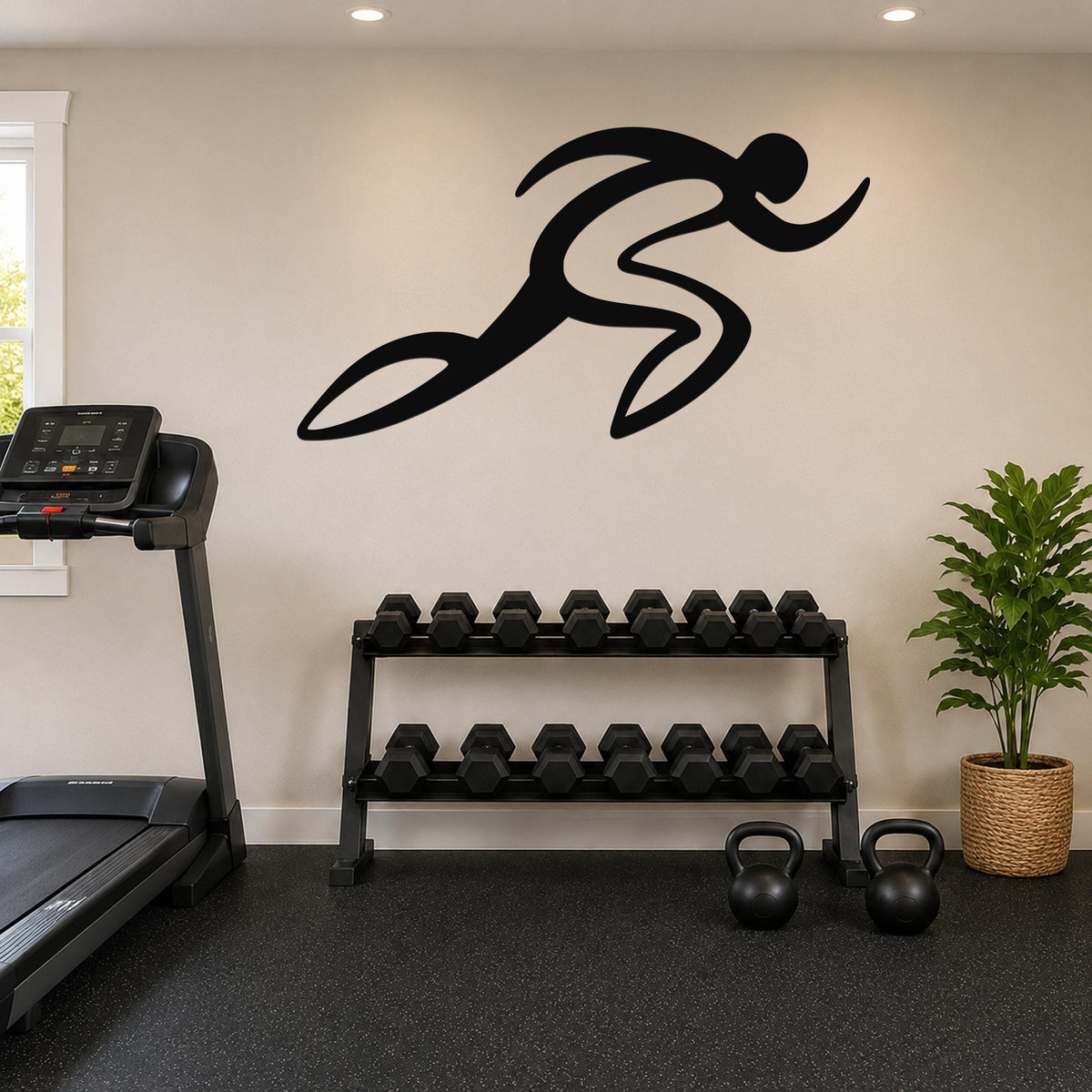 Runner Metal Wall Art: Athletic Motion Sculpture - Weatherproof Steel, Indoor Outdoor Gym Decor, Endurance Inspiration