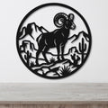Bighorn Sheep Metal Wall Art: Desert Mountain Silhouette, Rugged Western Wildlife | Weatherproof Steel, Indoor Outdoor | Bold Organic Design