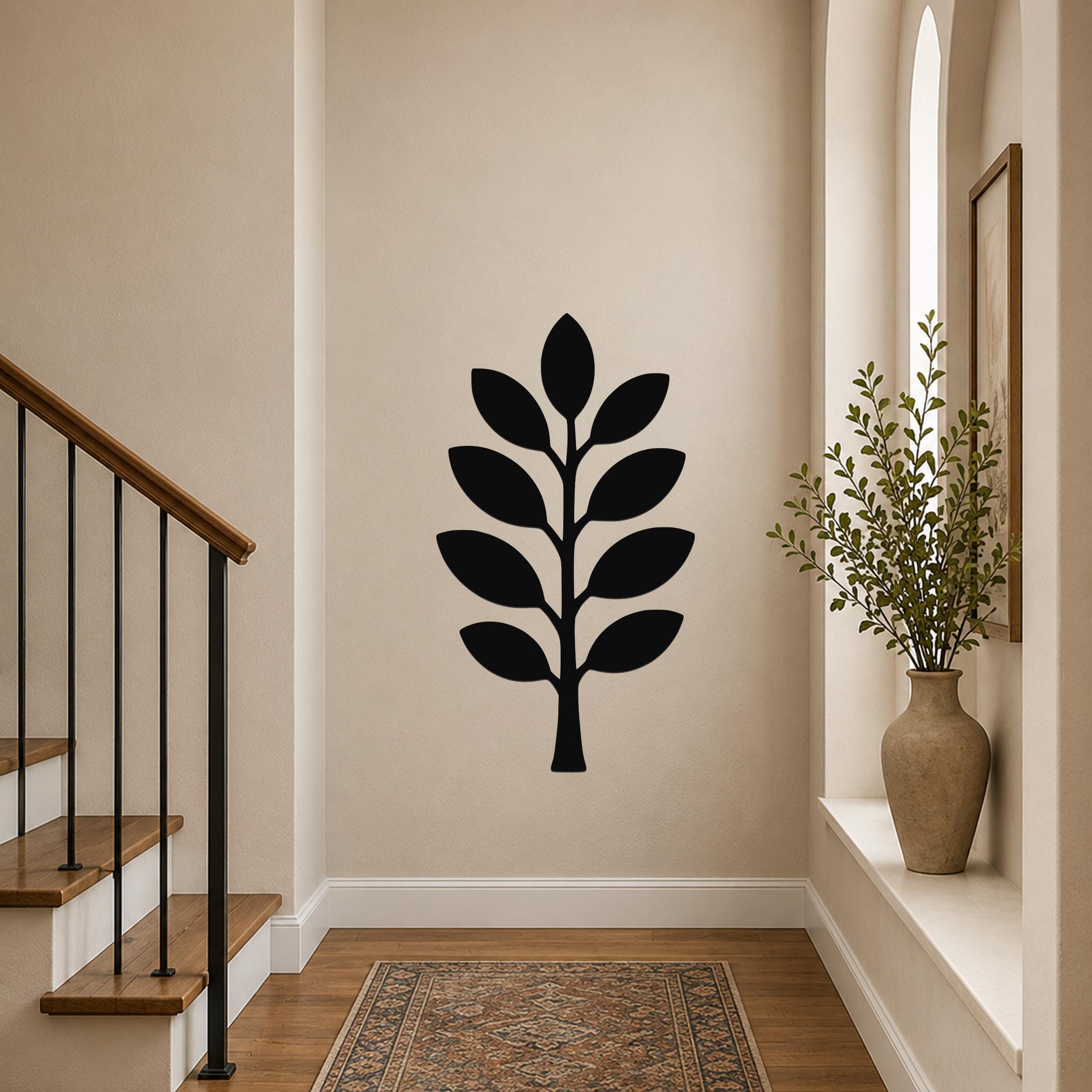 Olive Branch Metal Wall Art Indoor Outdoor Rustic Modern Sign for Patio Entryway