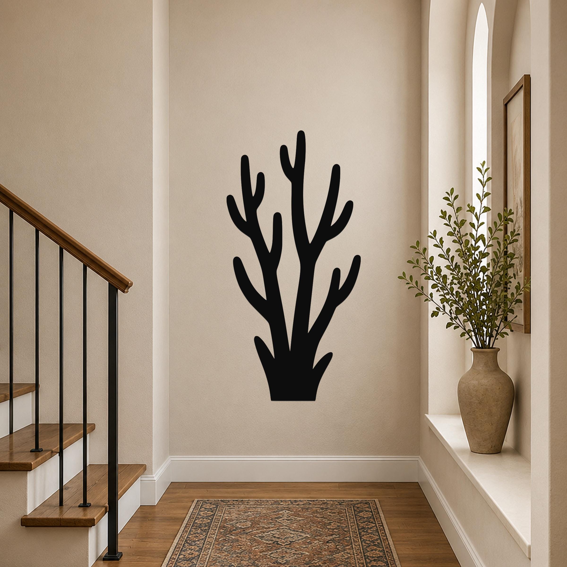 Desert Branch Metal Wall Art Indoor Outdoor Waterproof Sign for Patio, Bedroom, or Office