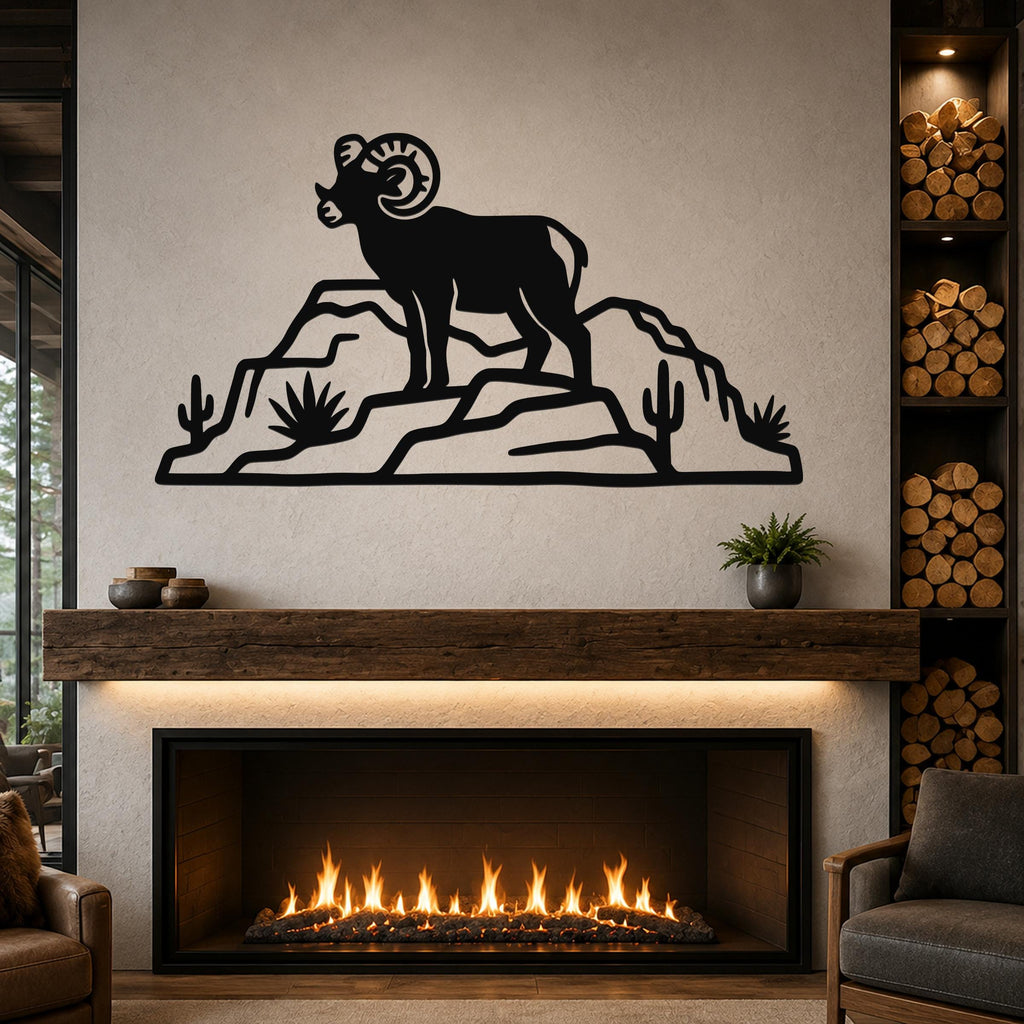 Bighorn Sheep Wall Art: Rustic Copper Silhouette - Weatherproof Metal, Indoor Outdoor, Western Wildlife Decor