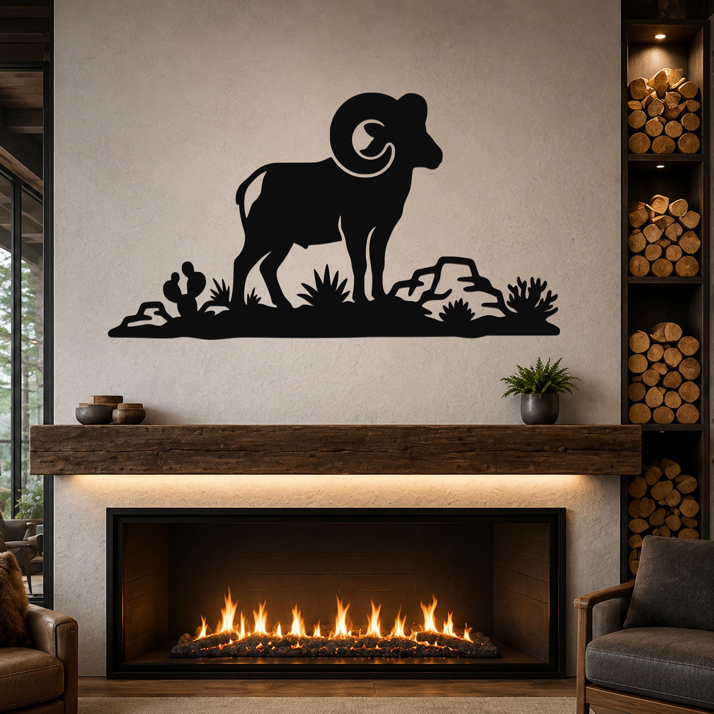 Desert Bighorn Sheep Metal Wall Art - Western Rustic Sculpture - Weatherproof Steel, Indoor Outdoor Accent, Mountain Inspired