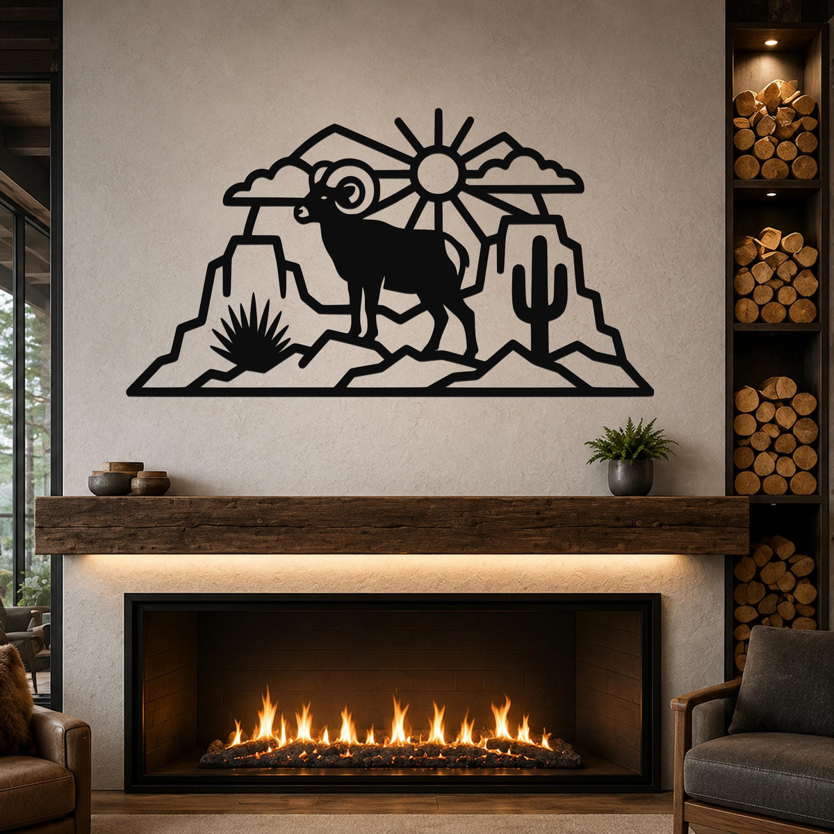 Bighorn Sheep Metal Wall Art: Western Rustic Wildlife Decor, Weatherproof Steel (Durable 16 Gauge, Indoor Outdoor)