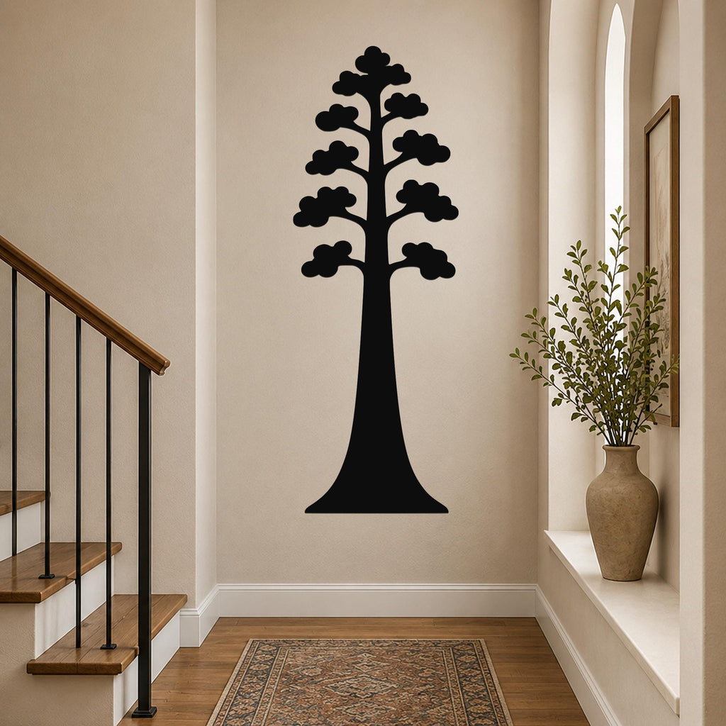 Sequoia Tree Metal Wall Art Indoor Outdoor Rustic Modern Botanical Wall Decor for Living Room Office