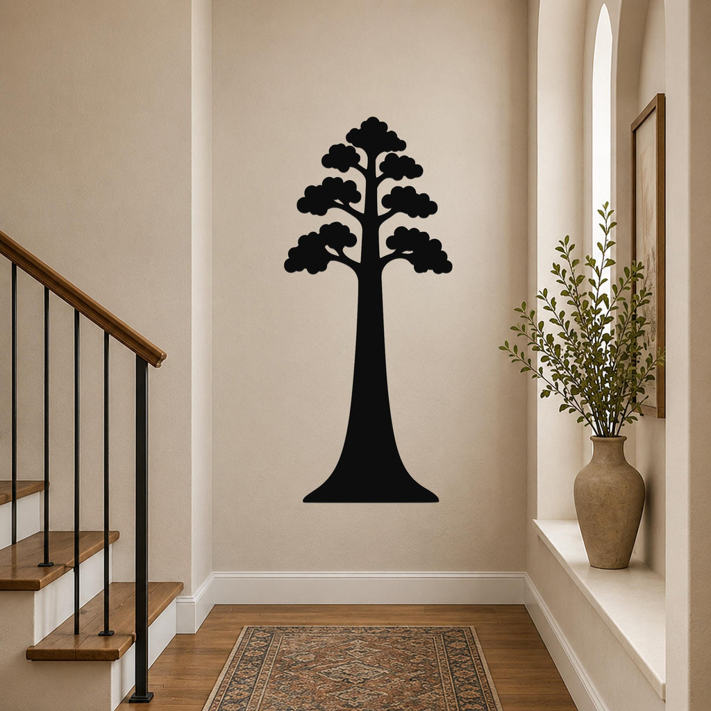 Sequoia Tree Metal Wall Art Indoor Outdoor Waterproof Steel Sign Nature Forest Decor