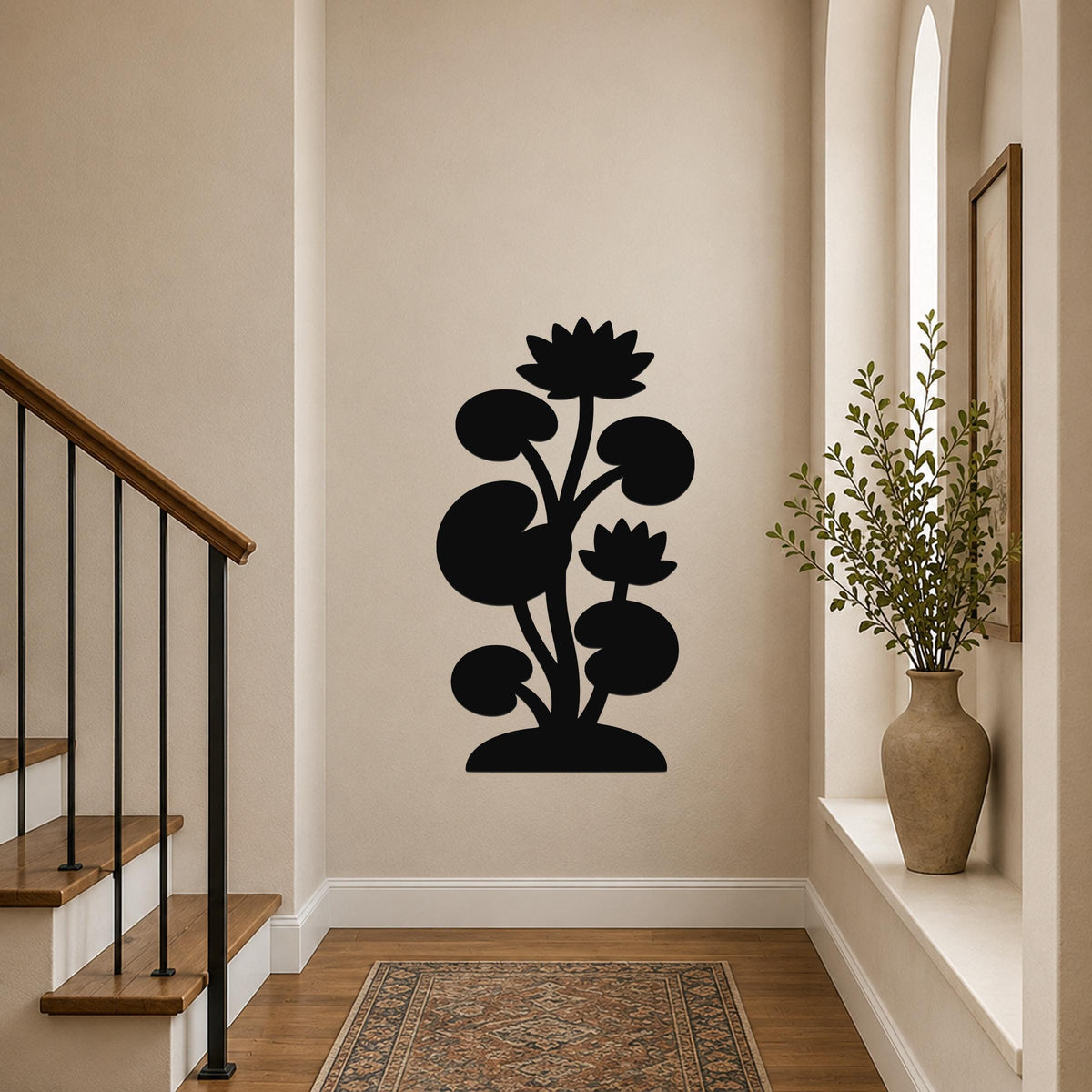 Lotus Water Lily Metal Wall Art Indoor Outdoor Garden Pond Wall Sign for Bedroom Office