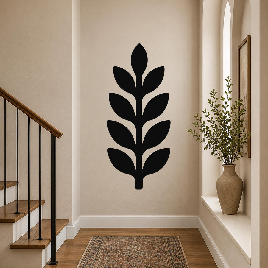 Abstract Botanical Sprig Metal Wall Art Indoor Outdoor Modern Garden Sign for Living Room Bedroom Office
