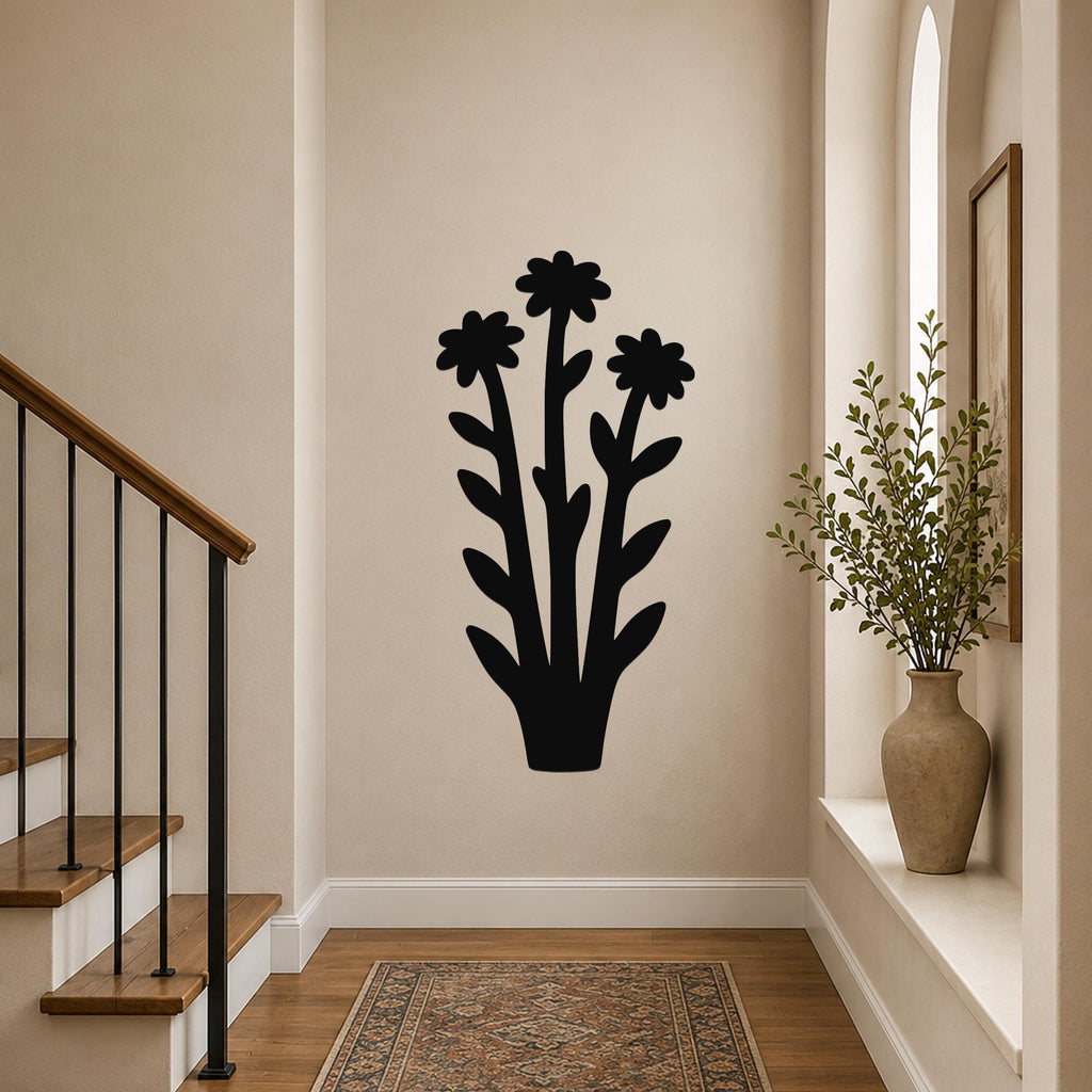 Wildflower Metal Wall Art Indoor Outdoor Powder Coated Steel Sign for Patio Living Room Office