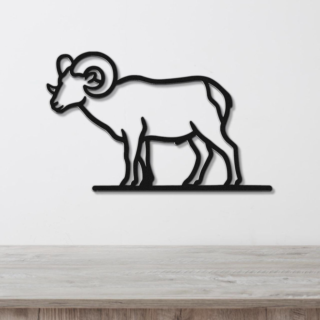 Bighorn Sheep Metal Wall Art - Southwestern Wildlife Sculpture, Bold Organic Design, Weatherproof Steel, Indoor Outdoor Display