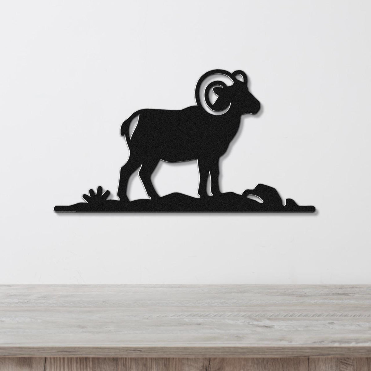 Bighorn Sheep Metal Wall Art: Western Rustic Mountain Silhouette, Steel Craft (Weatherproof, Indoor Outdoor Decor)