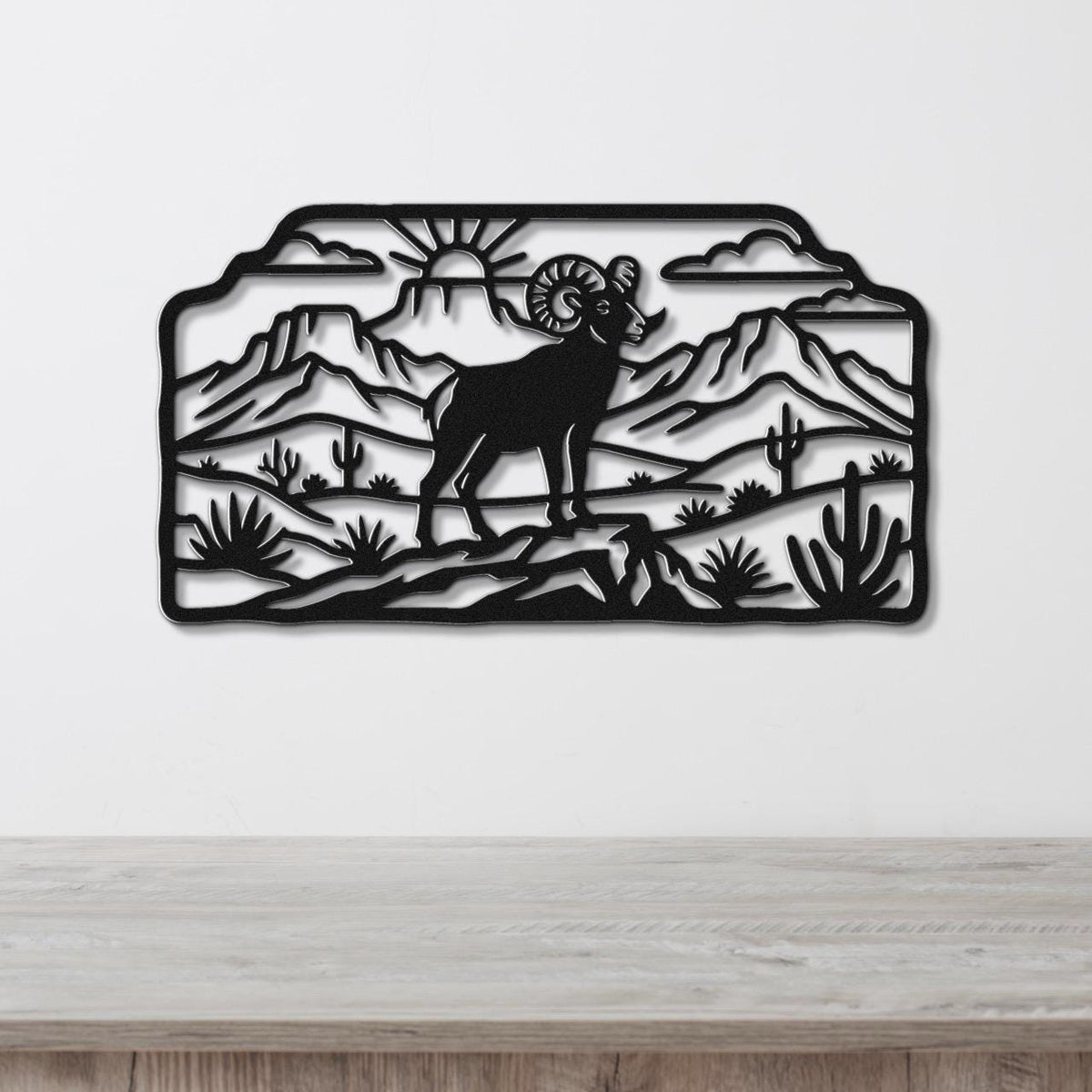 Bighorn Sheep Metal Wall Art, Bold Organic Wildlife Sculpture (Weatherproof Steel, Indoor Outdoor, Rustic Western Decor)