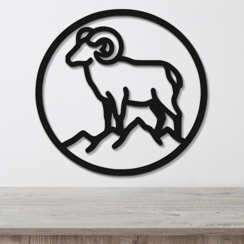 Bighorn Sheep Metal Wall Art: Southwestern Wildlife Sculpture, Weatherproof Steel (Indoor Outdoor, Rustic Cabin Accent)