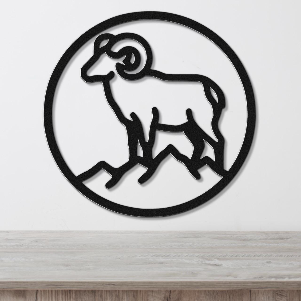 Bighorn Sheep Metal Wall Art: Southwestern Wildlife Sculpture, Weatherproof Steel (Indoor Outdoor, Rustic Cabin Accent)