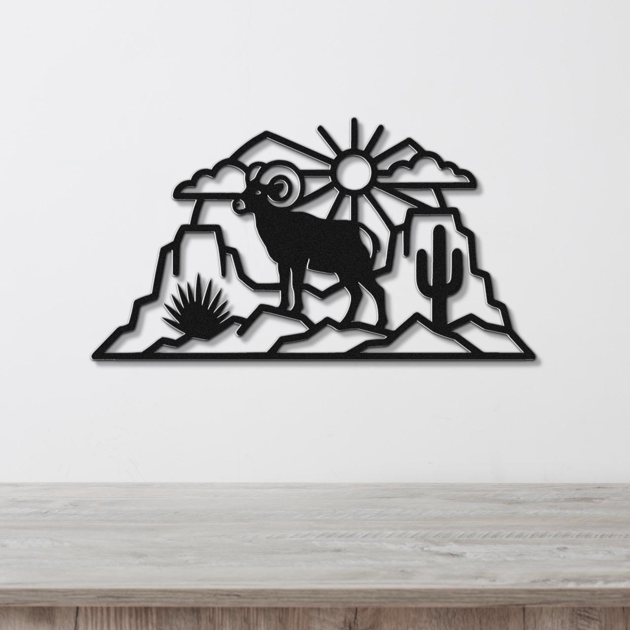 Bighorn Sheep Metal Wall Art: Western Rustic Wildlife Decor, Weatherproof Steel (Durable 16 Gauge, Indoor Outdoor)