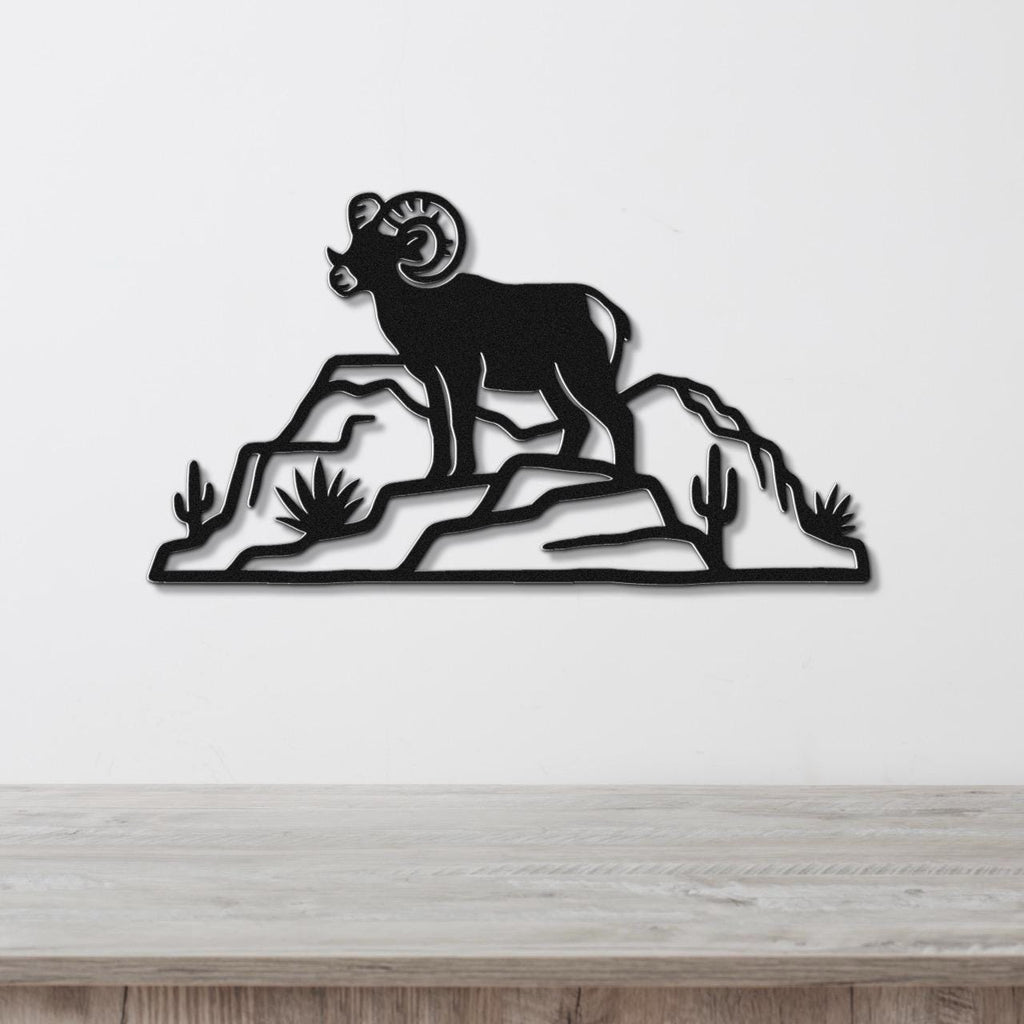 Bighorn Sheep Wall Art: Rustic Copper Silhouette - Weatherproof Metal, Indoor Outdoor, Western Wildlife Decor