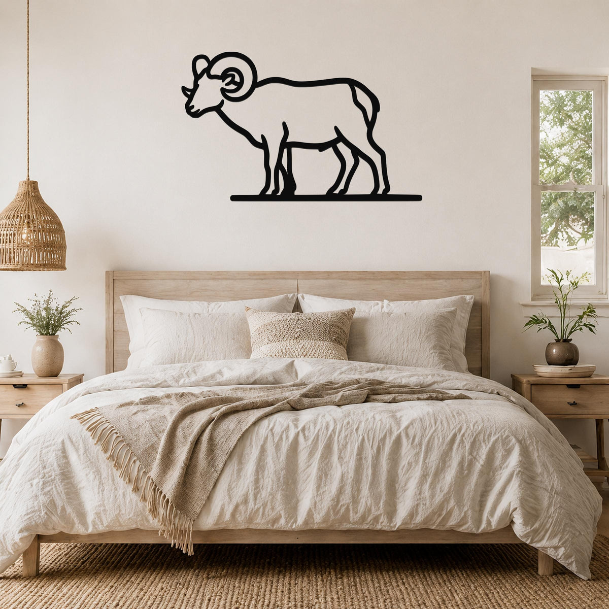 Bighorn Sheep Metal Wall Art - Southwestern Wildlife Sculpture, Bold Organic Design, Weatherproof Steel, Indoor Outdoor Display