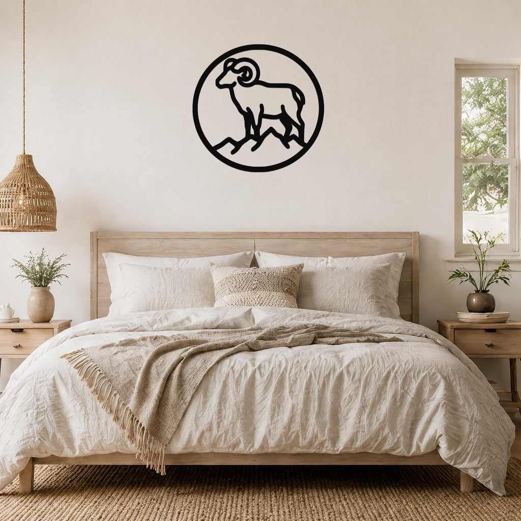 Bighorn Sheep Metal Wall Art: Southwestern Wildlife Sculpture, Weatherproof Steel (Indoor Outdoor, Rustic Cabin Accent)