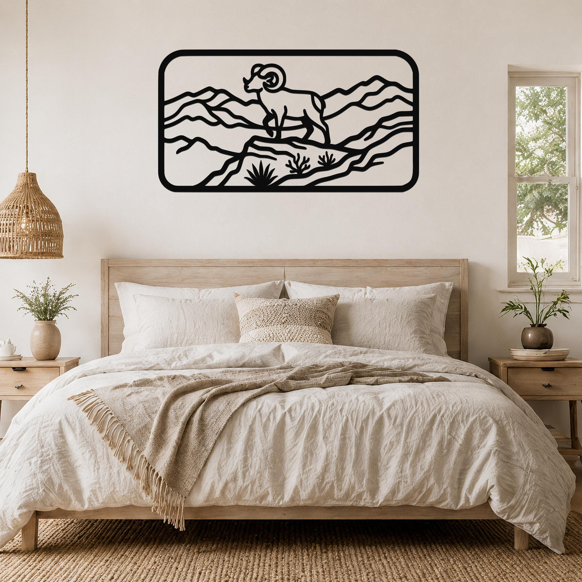 Bighorn Sheep Metal Bold Organic Design: Weatherproof Steel Wall Art, Indoor Outdoor | Mountain Wildlife Decor, Sculptural | Rustic Western