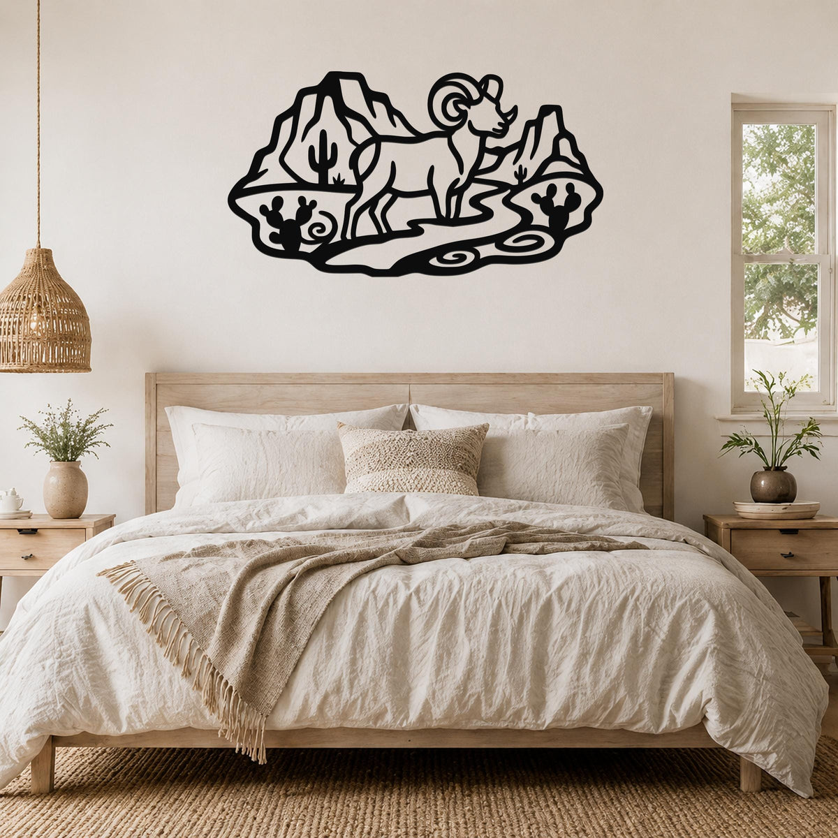 Bighorn Sheep Metal Wall Art: Western Wildlife Sculpture, Rustic Mountain Accent | Weatherproof Steel, Indoor Outdoor | Bold Organic Design