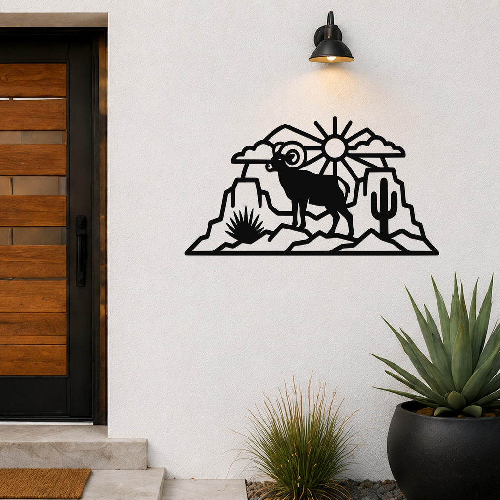 Bighorn Sheep Metal Wall Art: Western Rustic Wildlife Decor, Weatherproof Steel (Durable 16 Gauge, Indoor Outdoor)