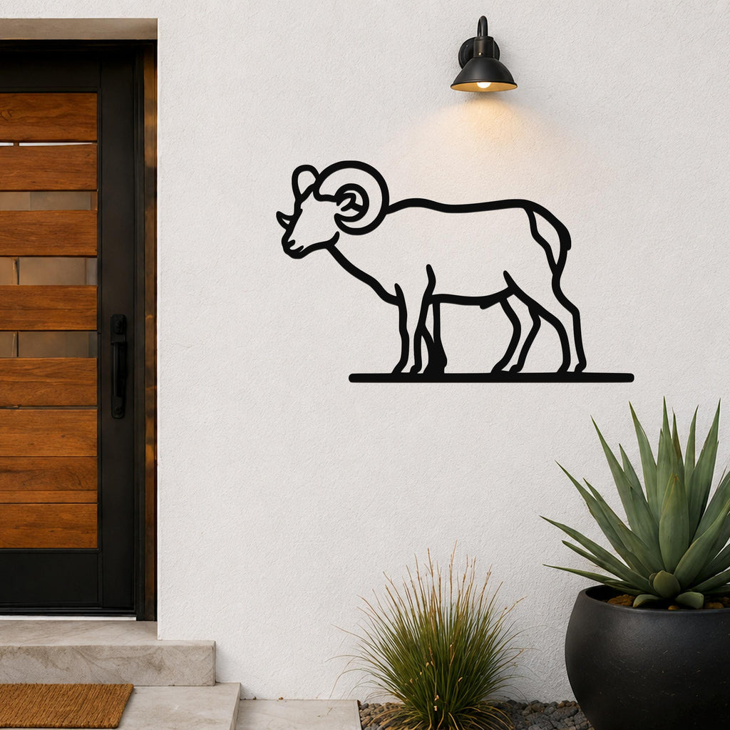 Bighorn Sheep Metal Wall Art - Southwestern Wildlife Sculpture, Bold Organic Design, Weatherproof Steel, Indoor Outdoor Display