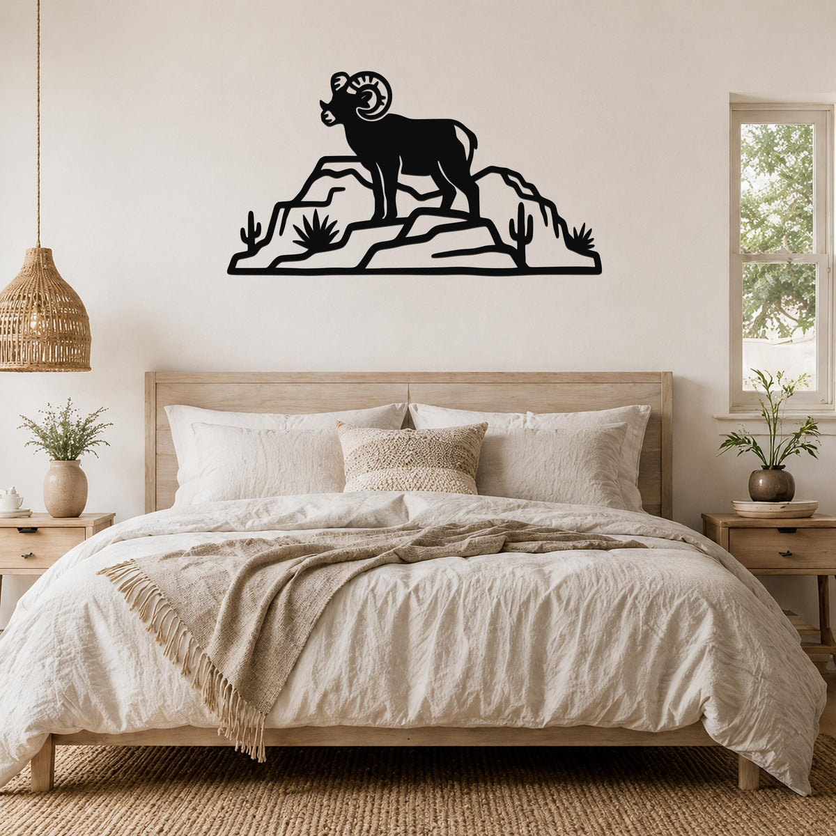 Bighorn Sheep Wall Art: Rustic Copper Silhouette - Weatherproof Metal, Indoor Outdoor, Western Wildlife Decor