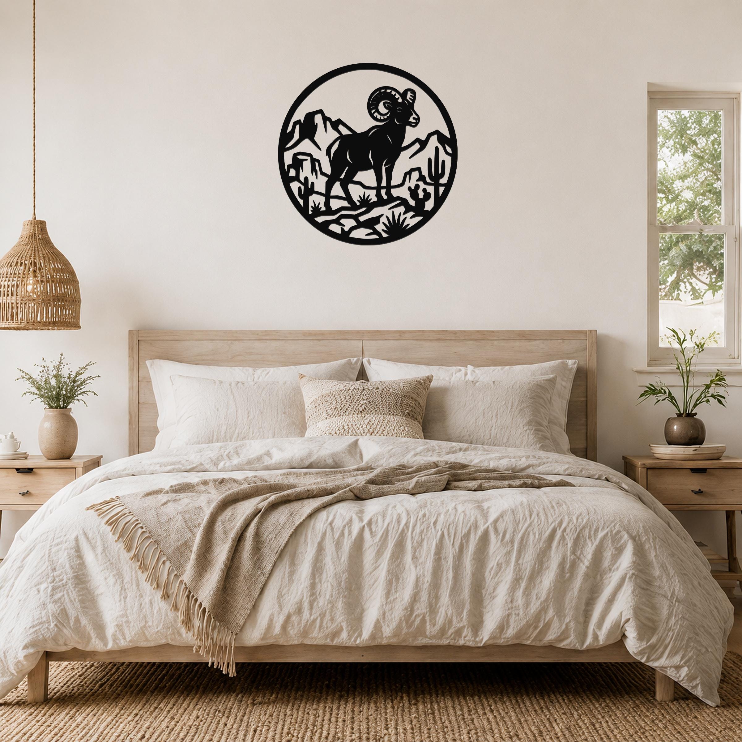 Bighorn Sheep Metal Wall Art: Desert Mountain Silhouette, Rugged Western Wildlife | Weatherproof Steel, Indoor Outdoor | Bold Organic Design