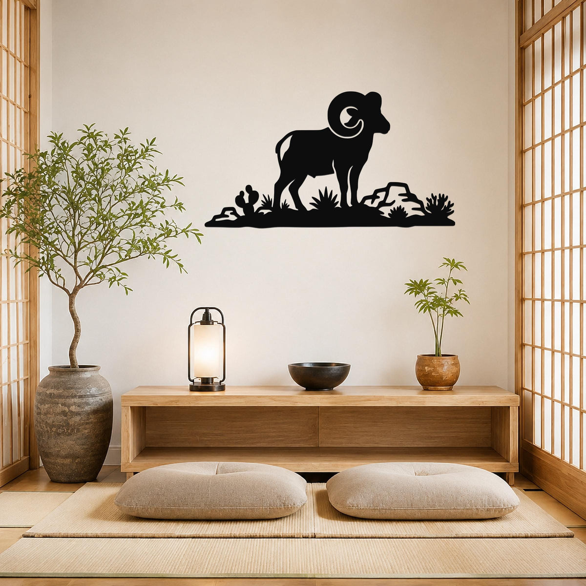 Desert Bighorn Sheep Metal Wall Art - Western Rustic Sculpture - Weatherproof Steel, Indoor Outdoor Accent, Mountain Inspired